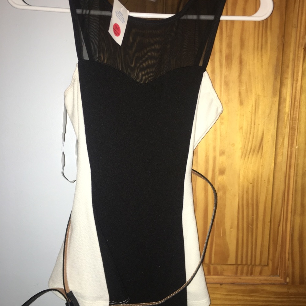 Black and white shirt with belt